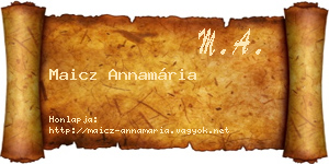 Maicz Annamária névjegykártya